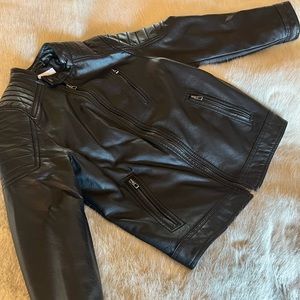 Zara Black Faux Leather Moto Kids Boys Jacket Size 11-12